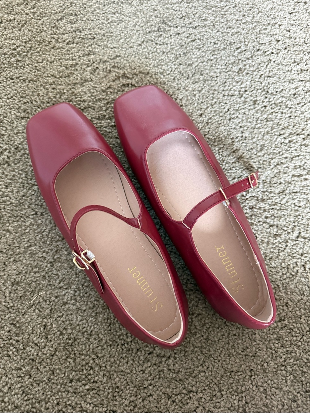 Burgundy Mary Jane Flats